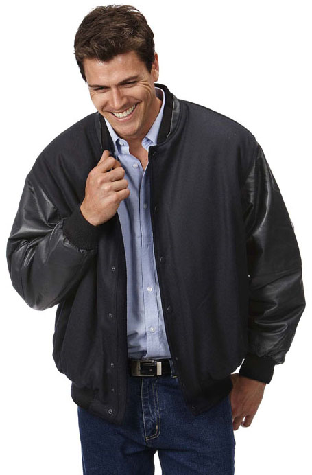 Mens Leather Sleeve Baseballl Jacket, Leather Baseball Jacket 3BL